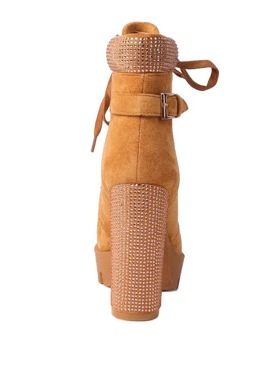 Microfiber Block Heeled Boots