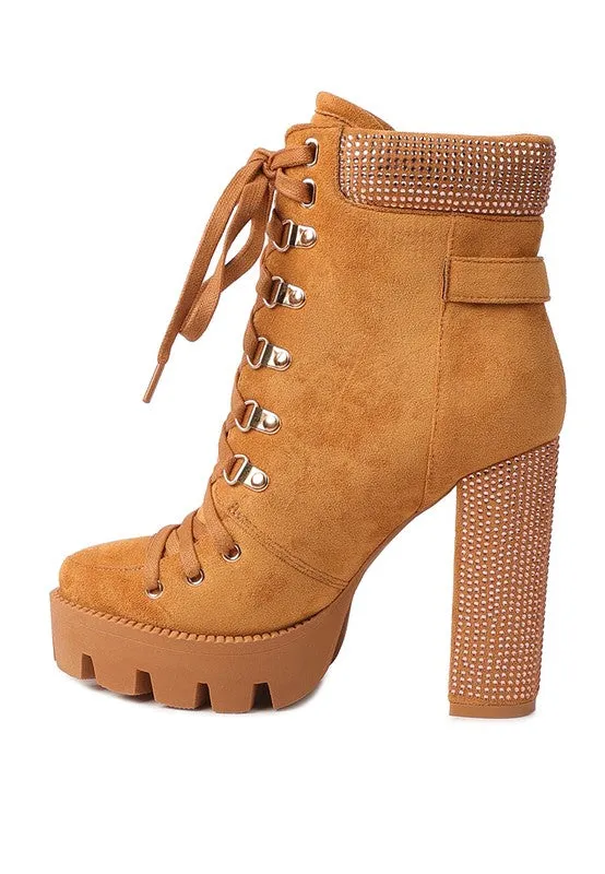 Microfiber Block Heeled Boots