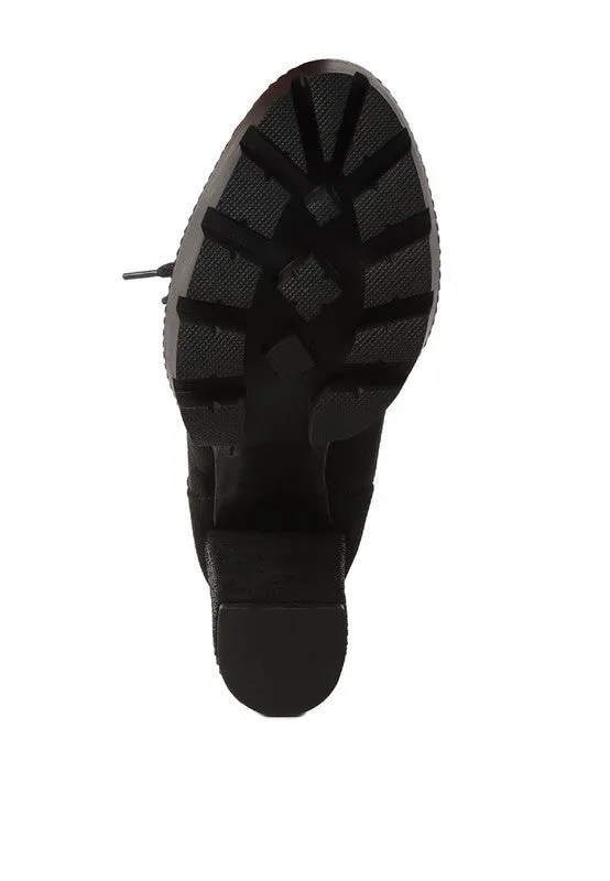 Microfiber Block Heeled Boots