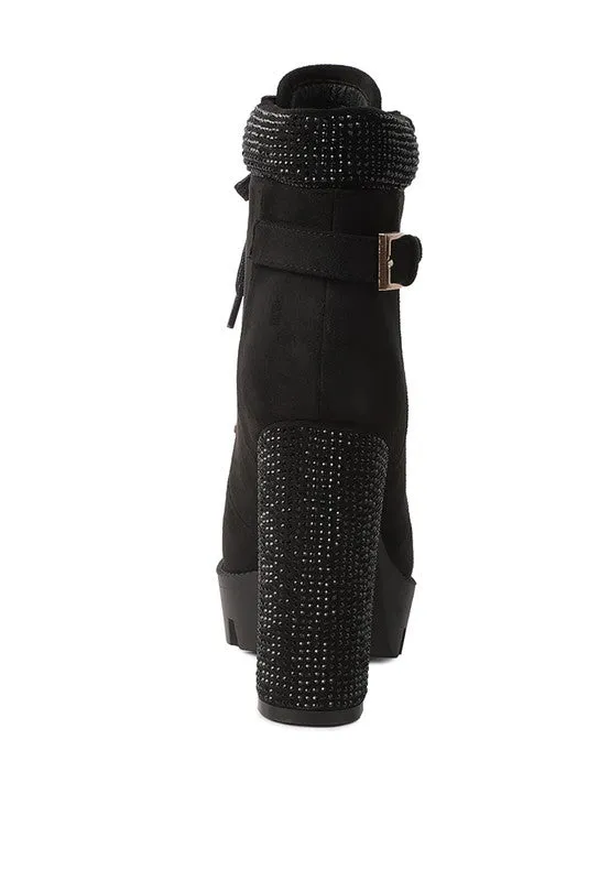 Microfiber Block Heeled Boots