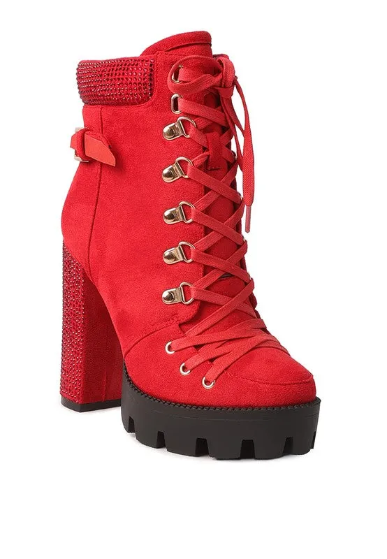 Microfiber Block Heeled Boots