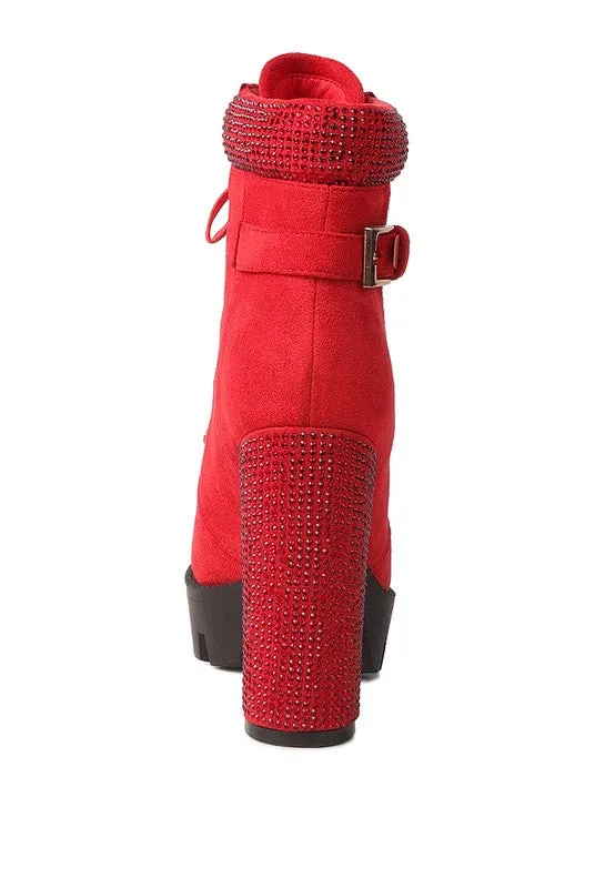 Microfiber Block Heeled Boots