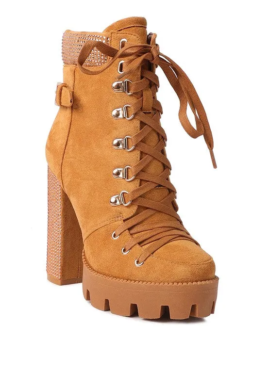 Microfiber Block Heeled Boots