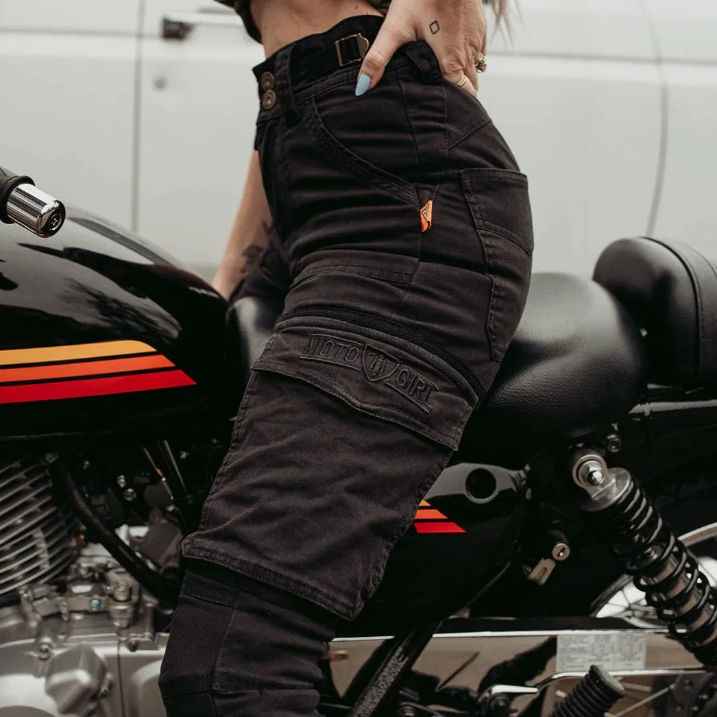 Motogirl® Lara Cargo Black Trousers