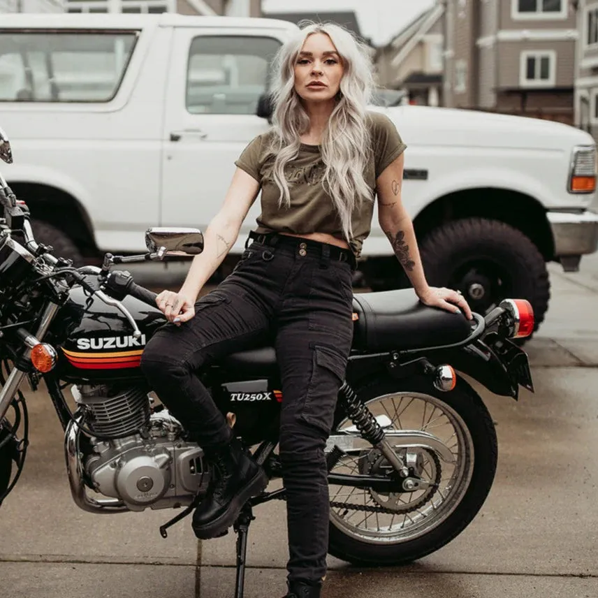Motogirl® Lara Cargo Black Trousers