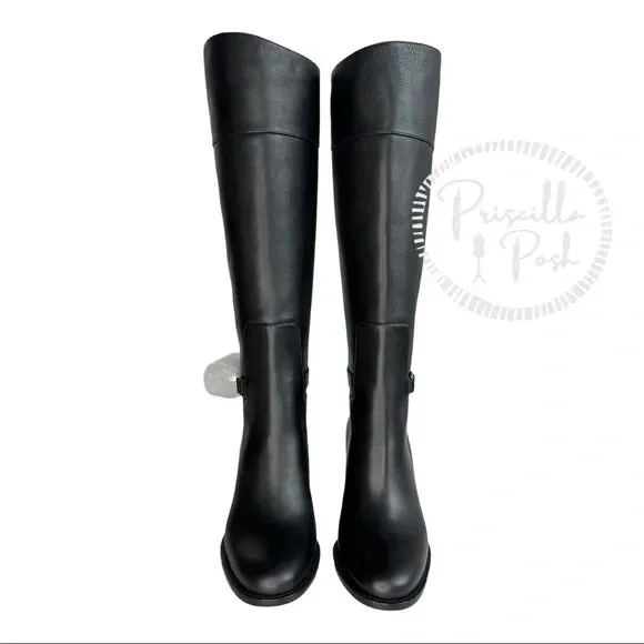 NEW Christian Louboutin Black Lock 70 Leather Knee-high Boots Tall Block heel chunky 37.5