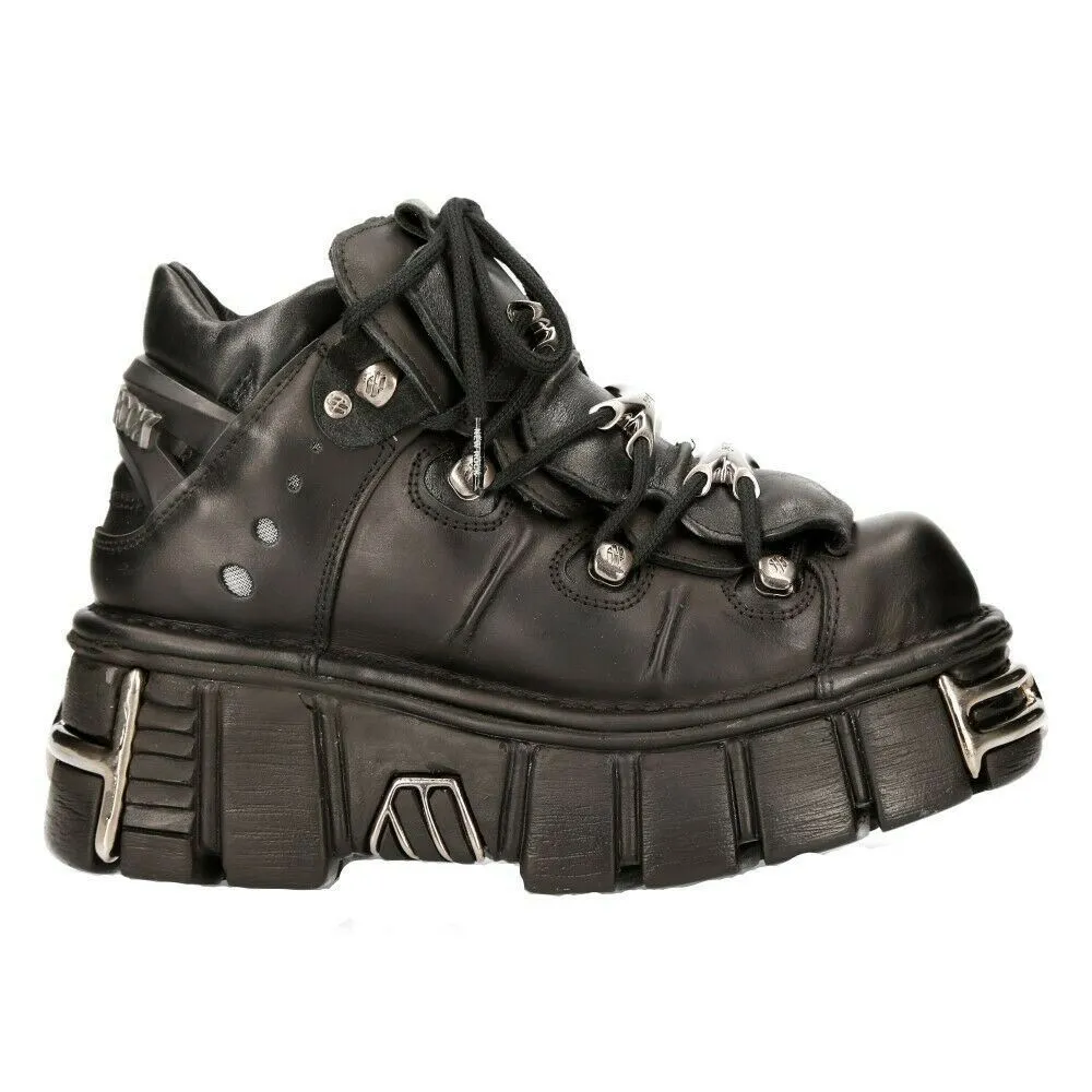 New Rock Black Gothic Ankle Boots-106-S1
