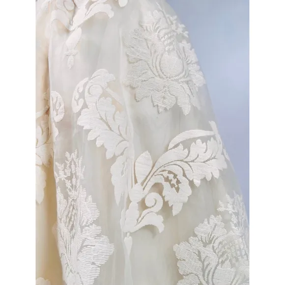 NWT YOANA BARASCHI ANTHROPOLOGY Skirt 8 Ivory Floral Tule Full Retro