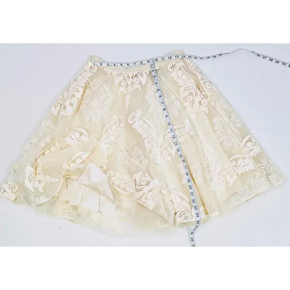 NWT YOANA BARASCHI ANTHROPOLOGY Skirt 8 Ivory Floral Tule Full Retro
