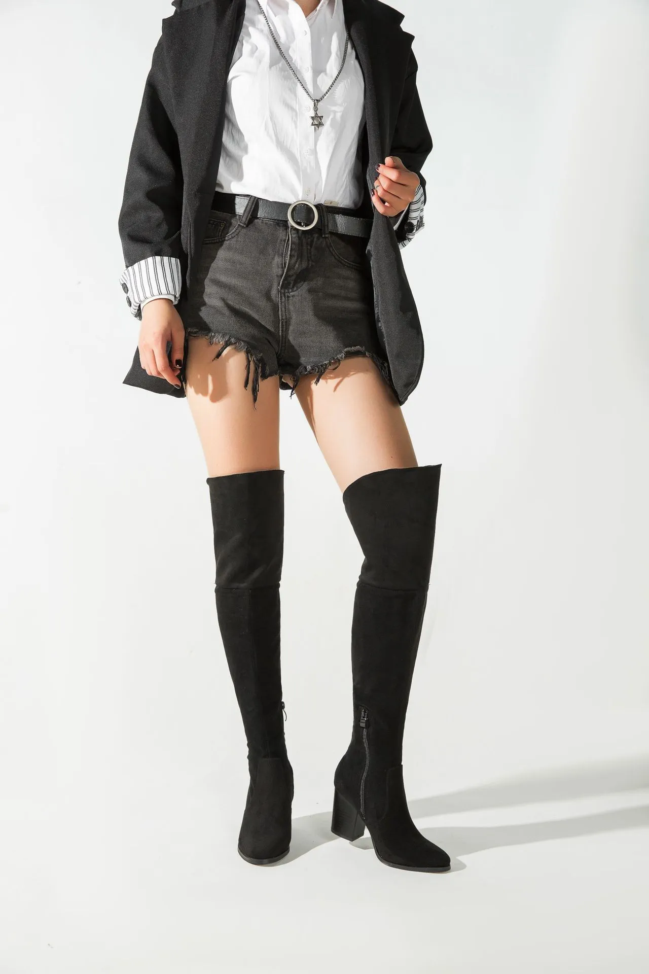Over the Knee Riding Boots - Black