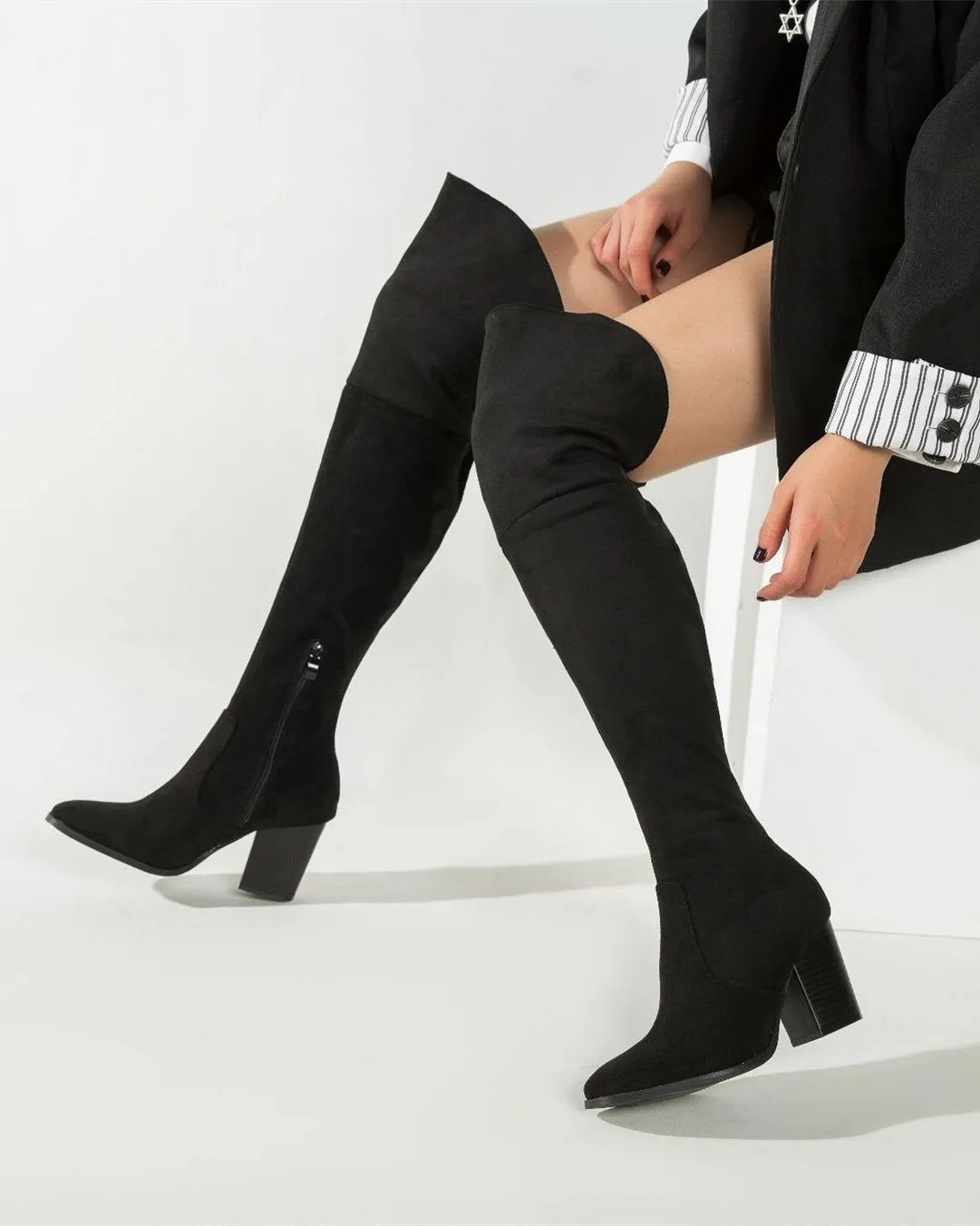 Over the Knee Riding Boots - Black