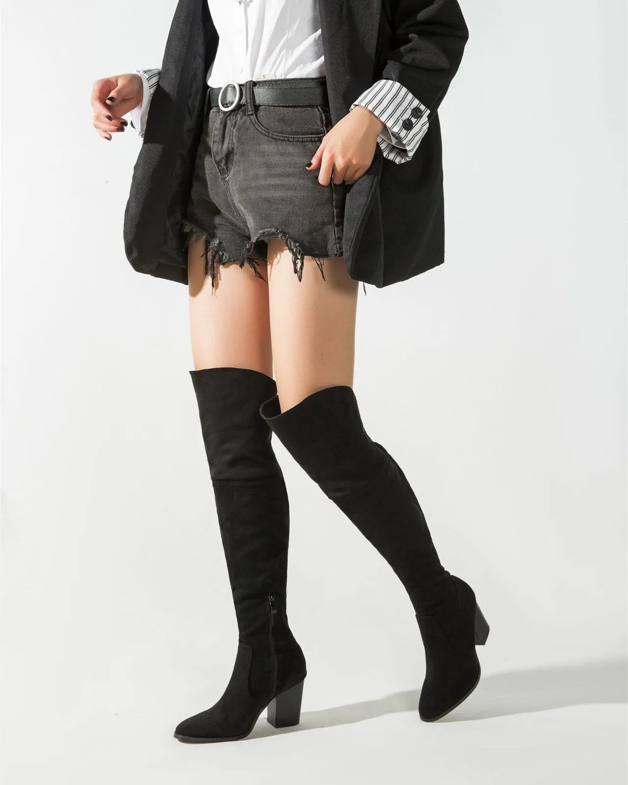 Over the Knee Riding Boots - Black