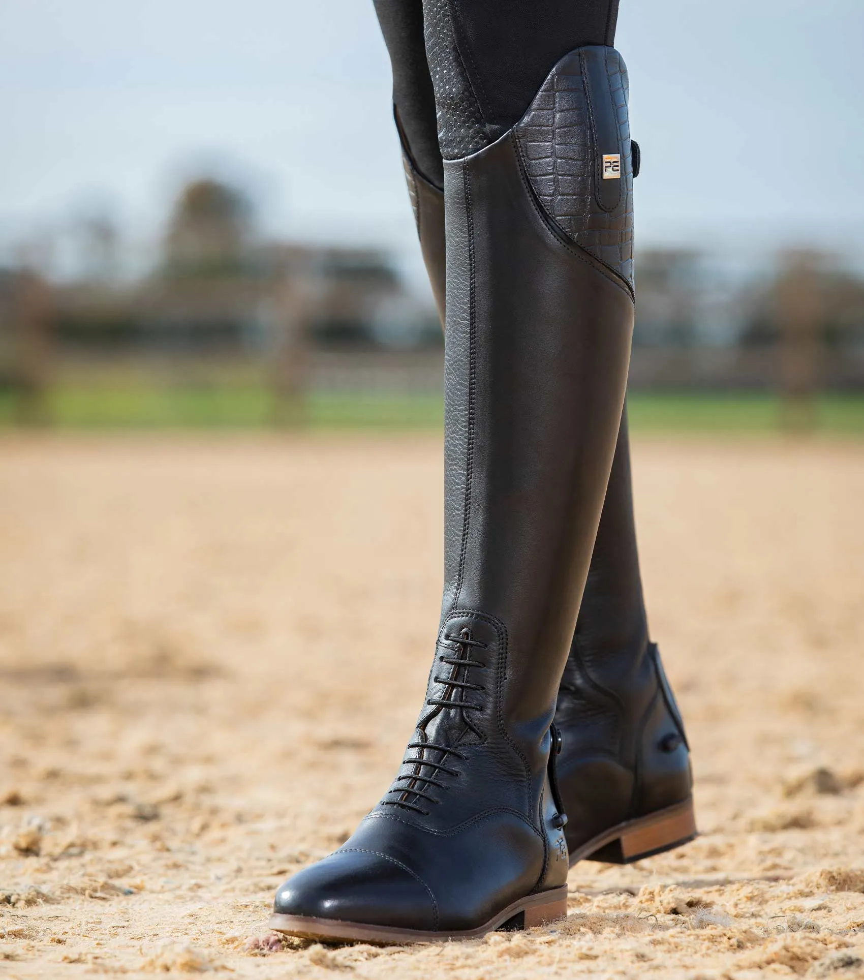 Passaggio Ladies Leather Field Tall Riding Boots Black (Wide Calf)