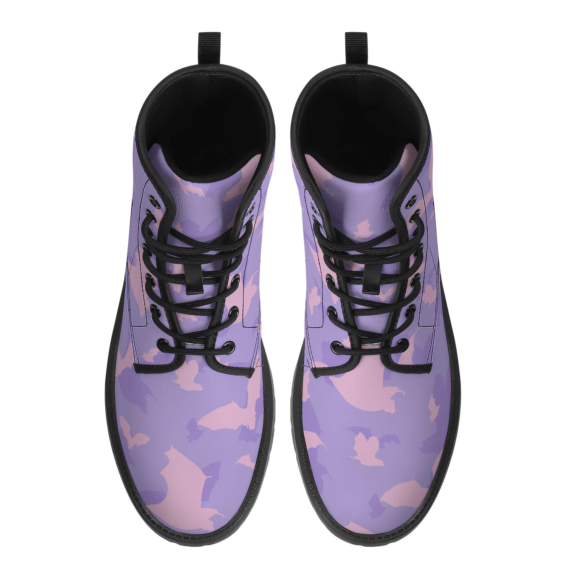 Pastel Goth Batty Faux  Leather Boots / Purple Pink / Unisex