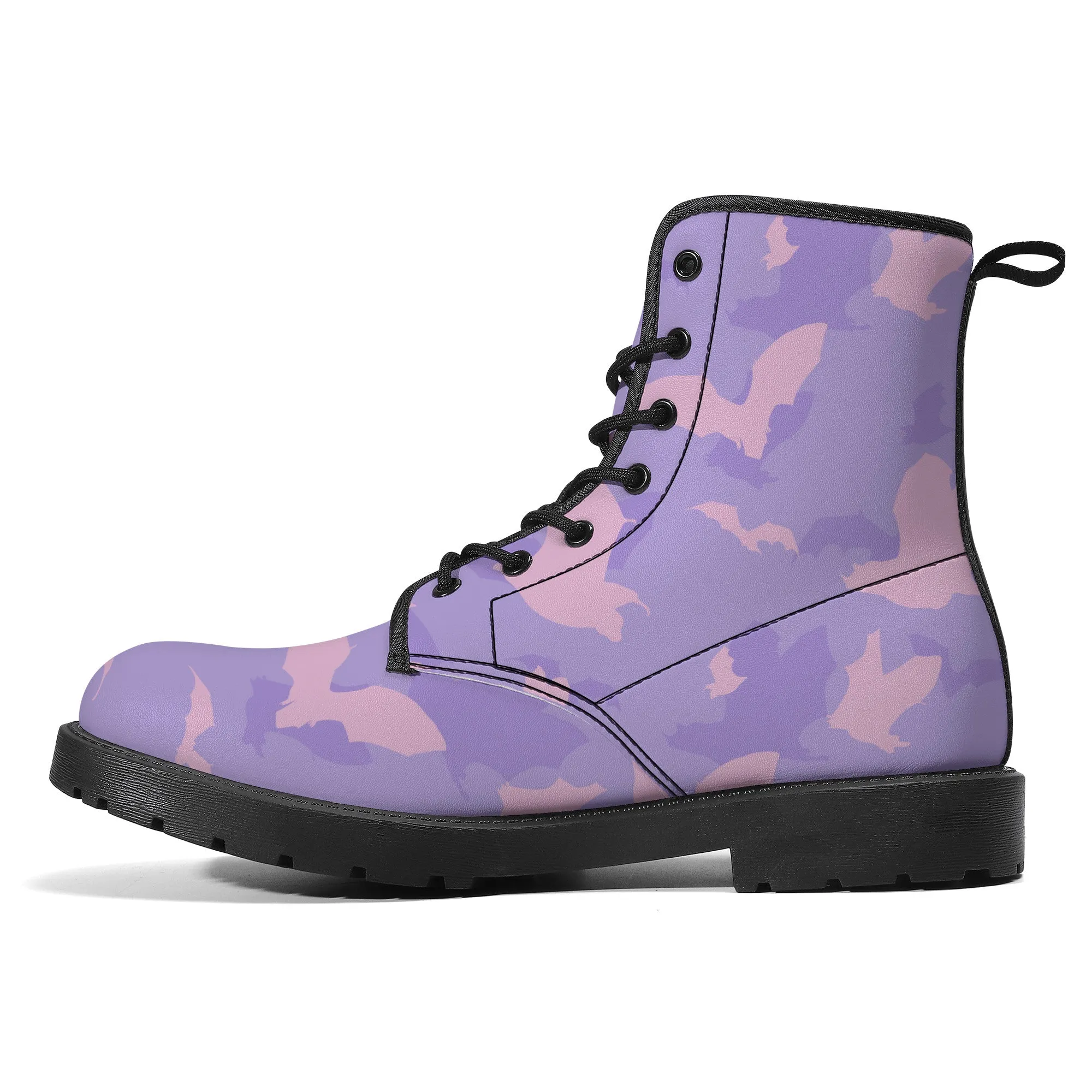 Pastel Goth Batty Faux  Leather Boots / Purple Pink / Unisex