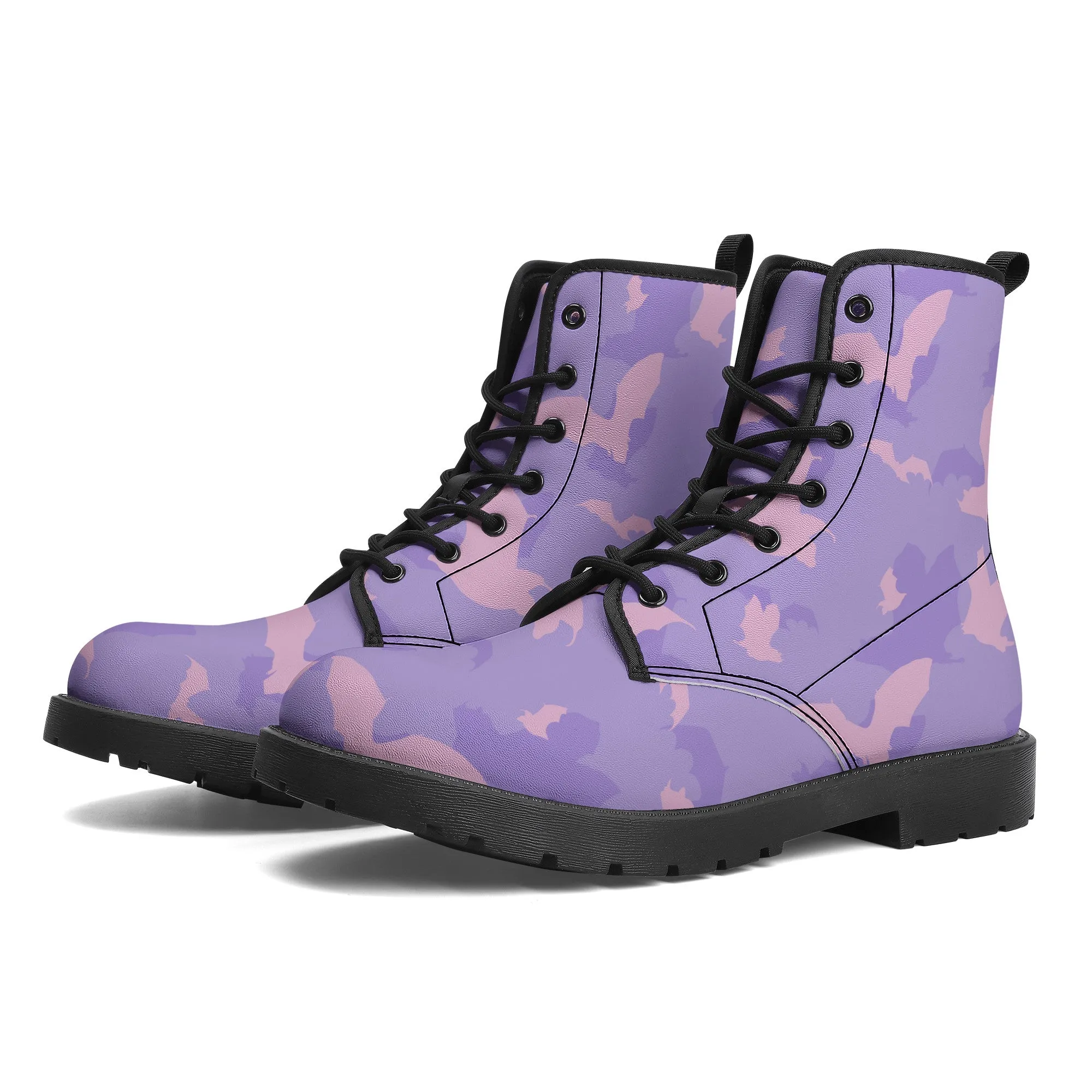 Pastel Goth Batty Faux  Leather Boots / Purple Pink / Unisex
