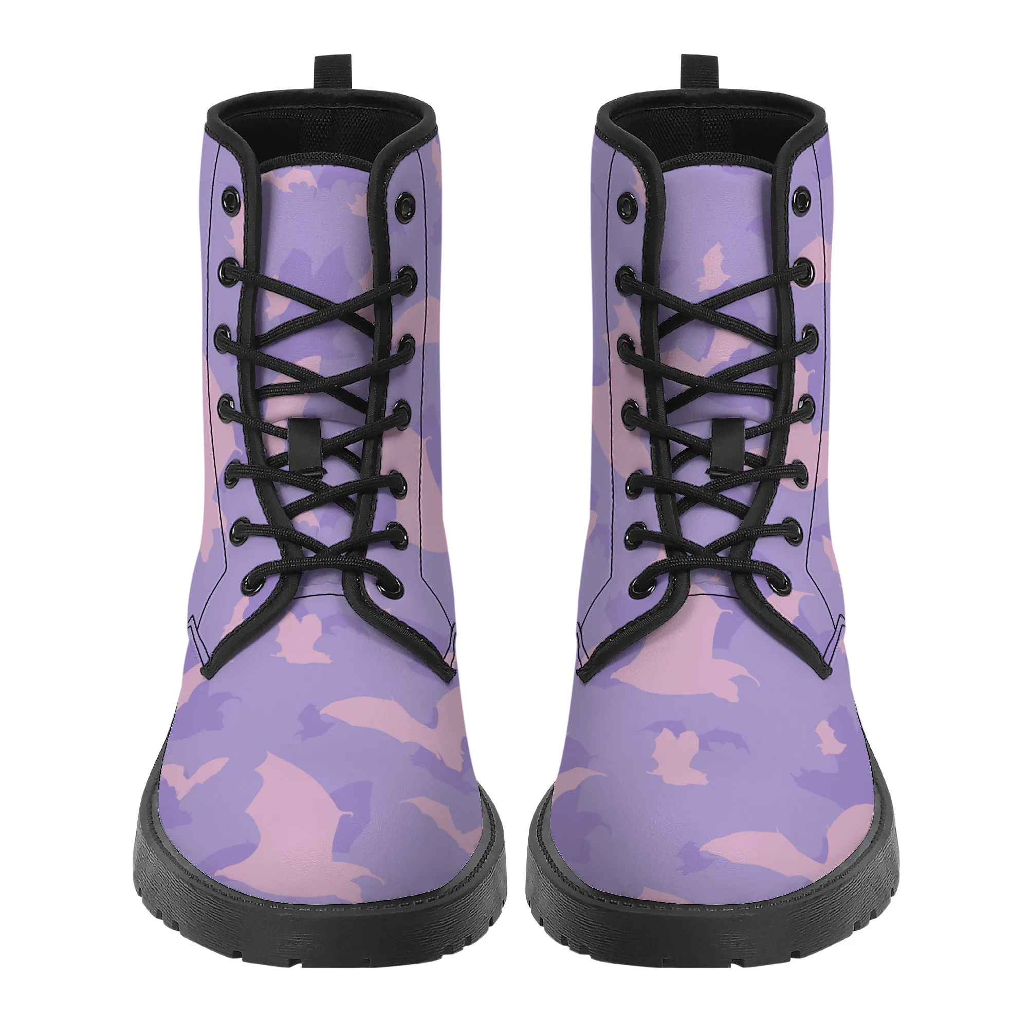 Pastel Goth Batty Faux  Leather Boots / Purple Pink / Unisex
