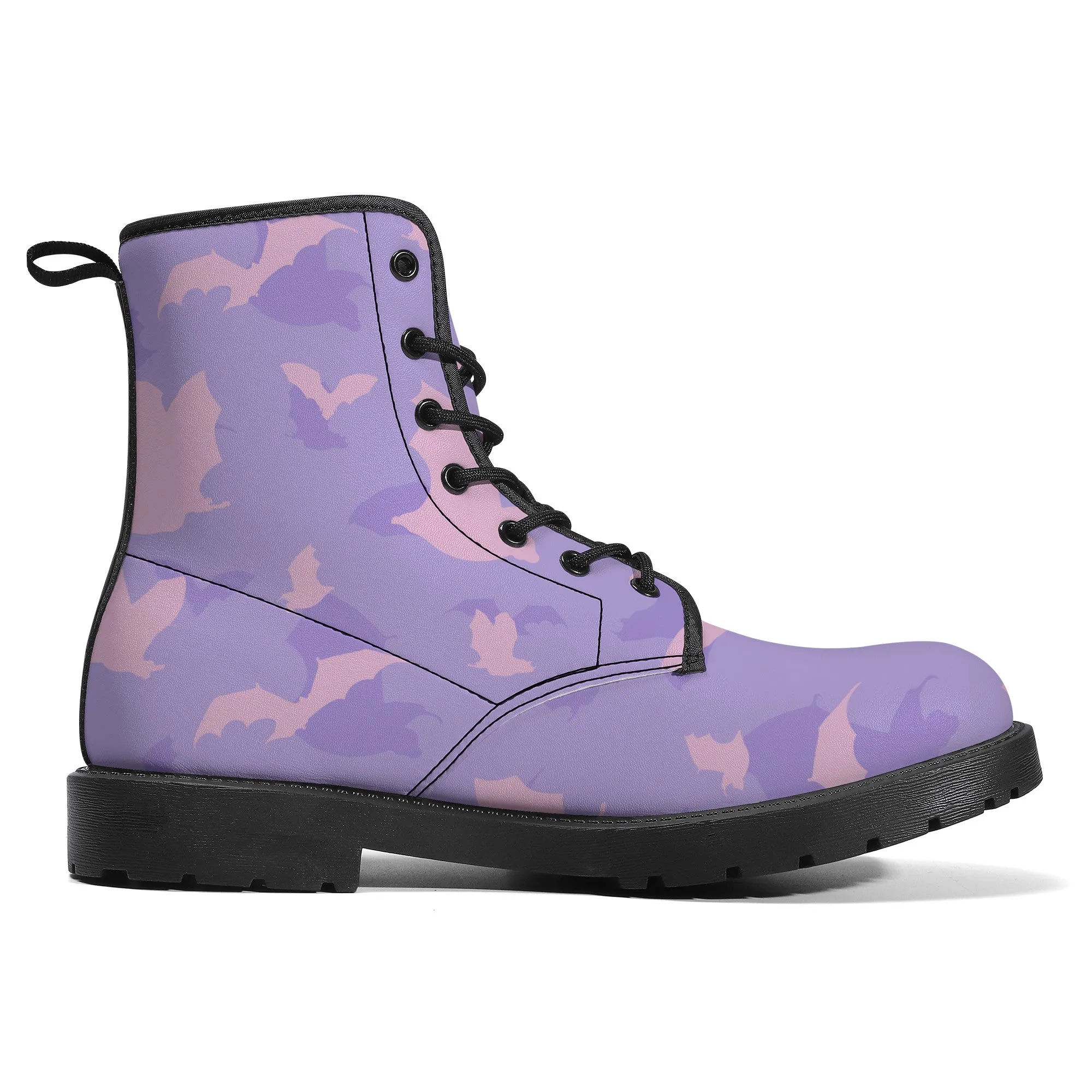 Pastel Goth Batty Faux  Leather Boots / Purple Pink / Unisex