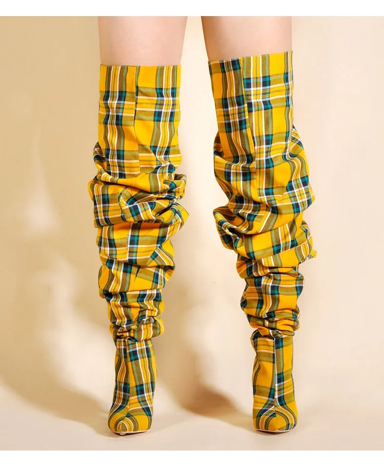 Plaid Boots (Yellow)