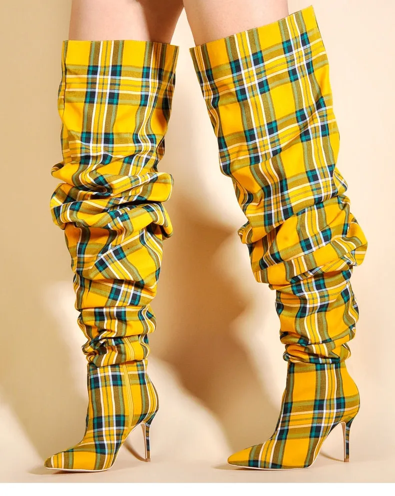 Plaid Boots (Yellow)