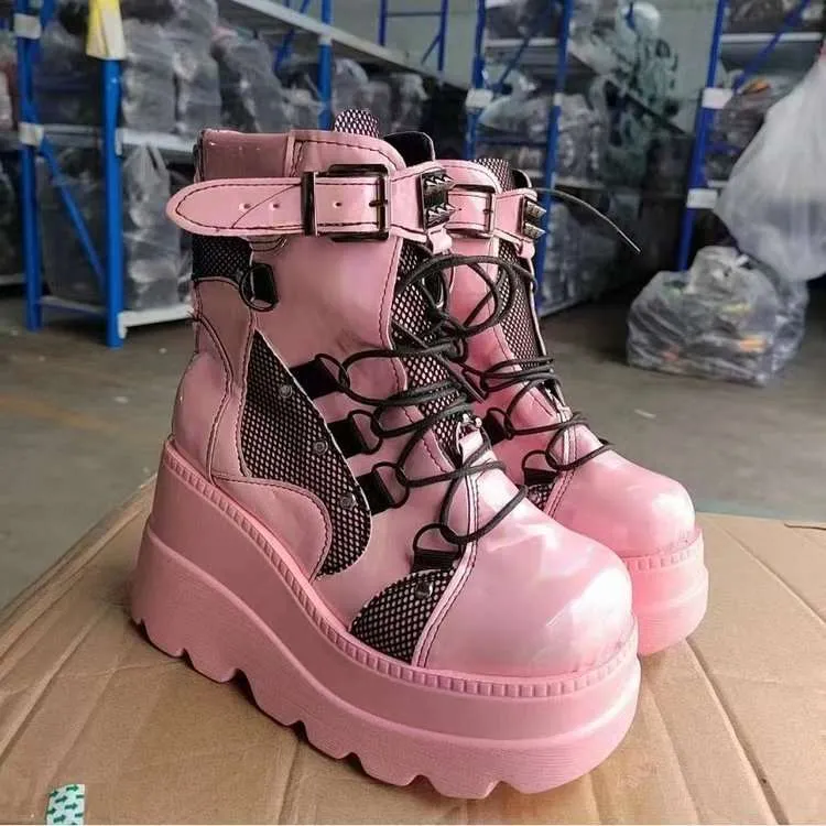 Platform Gothic Mid-calf Boots For Women