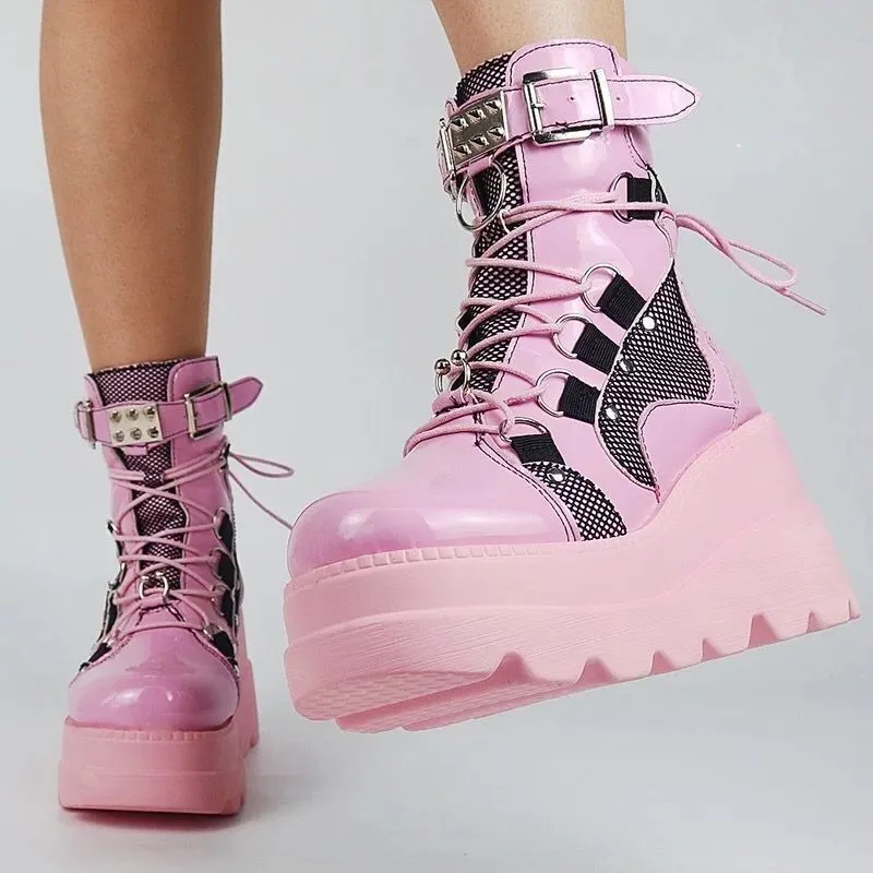 Platform Gothic Mid-calf Boots For Women