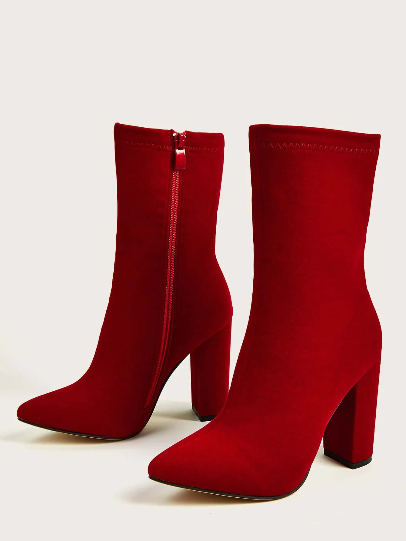 Point Toe Chunky Heeled Ankle Boots