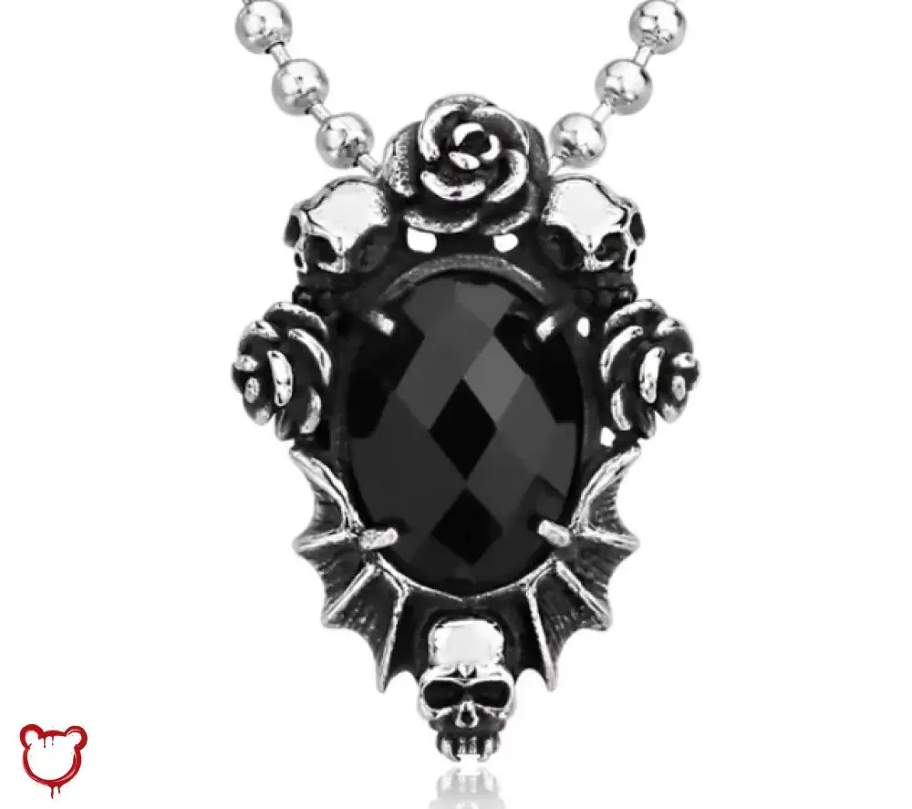"Dahlia Skull Rose Necklace"