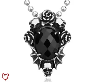 "Dahlia Skull Rose Necklace"