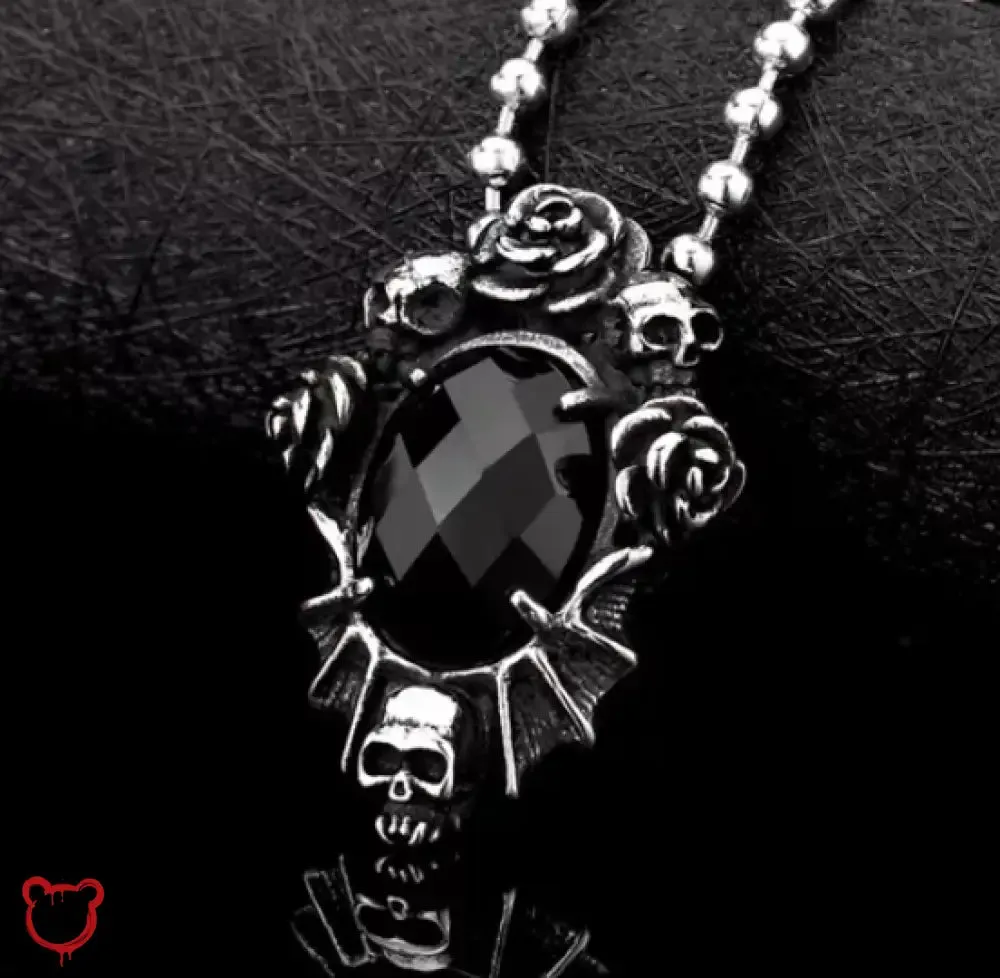 "Dahlia Skull Rose Necklace"