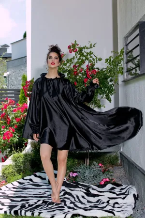 Satin Dress, Black Dress For Women, Asymmetrical Dress, Black Tunic Dress, Plus Size Clothing, Black Short Dress, Gothic Clothing, Night