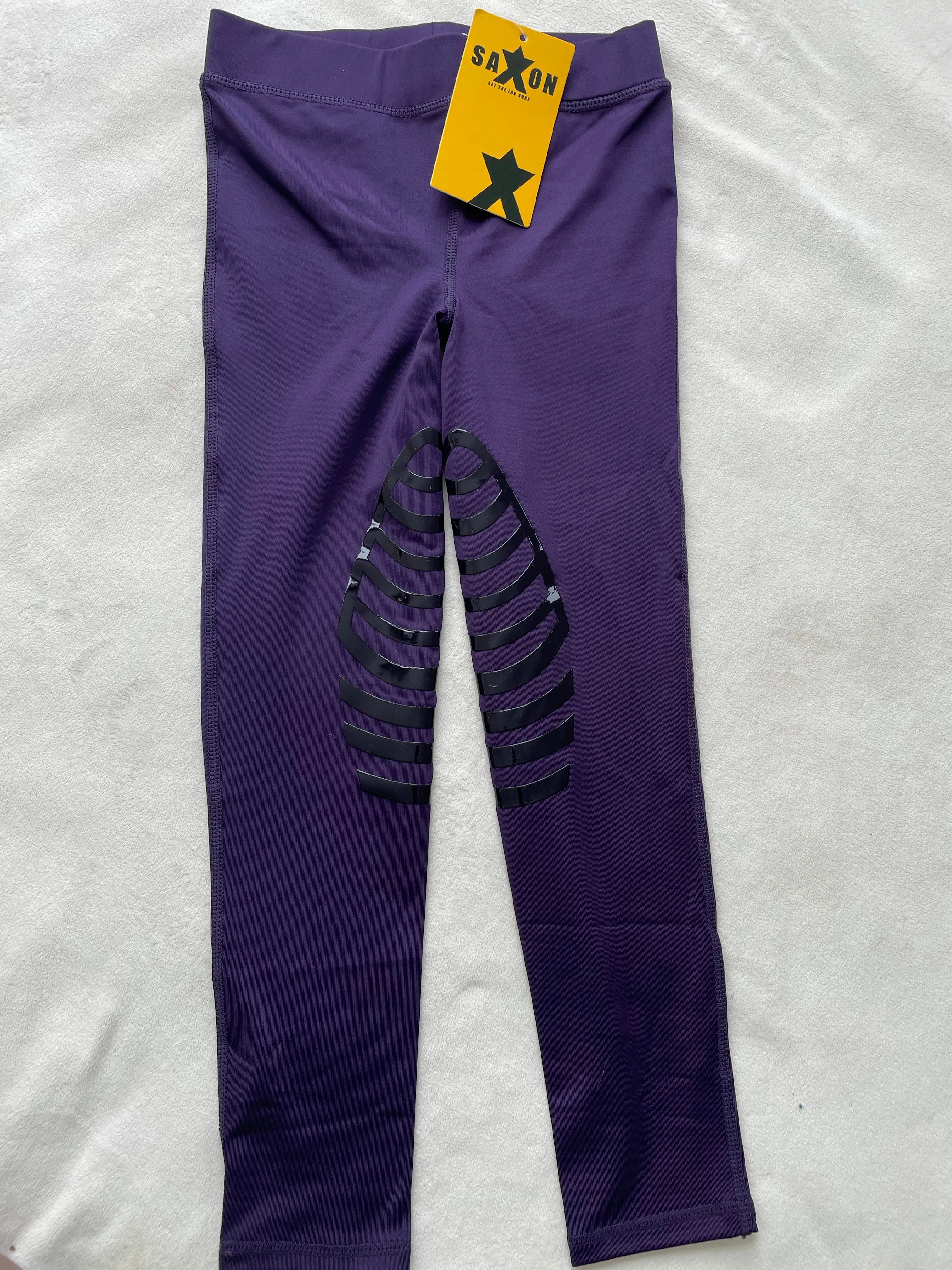 Saxon Girl’s Schooling Tights, Purple with Silicone Knee Patch - New with Tags