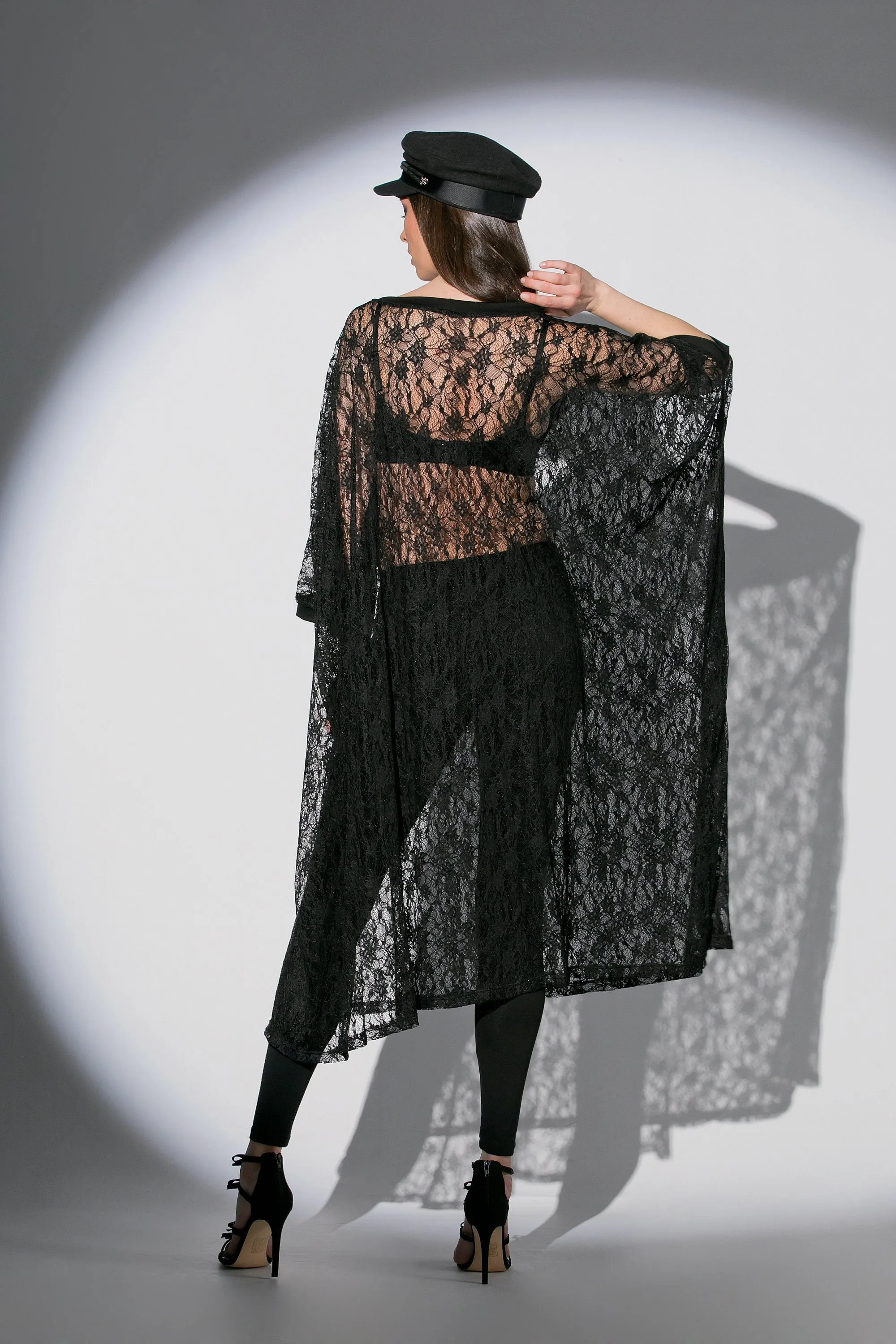 Sexy Black Dress, Lace Dress, Sheer Dress, Gothic Dress, Black Tunic, See Through Dress, Elegant Dress, Party Cover Up, Loose Tunic Dress