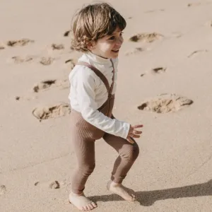 Silly Silas Unisex Footless Rib Tights with Braces (Granola)