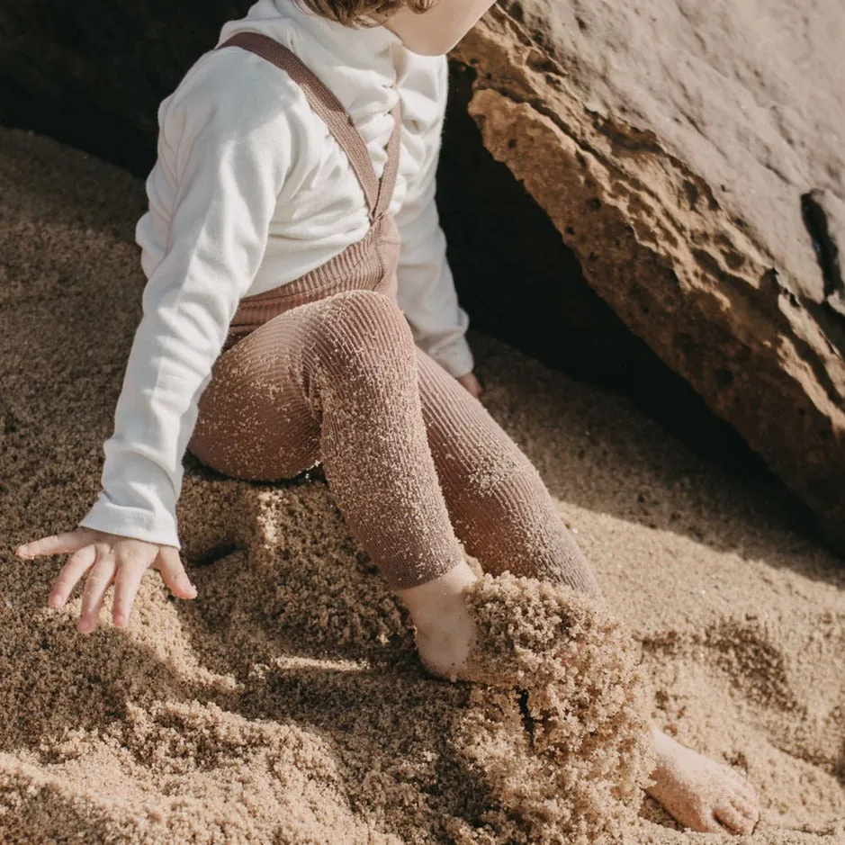 Silly Silas Unisex Footless Rib Tights with Braces (Granola)