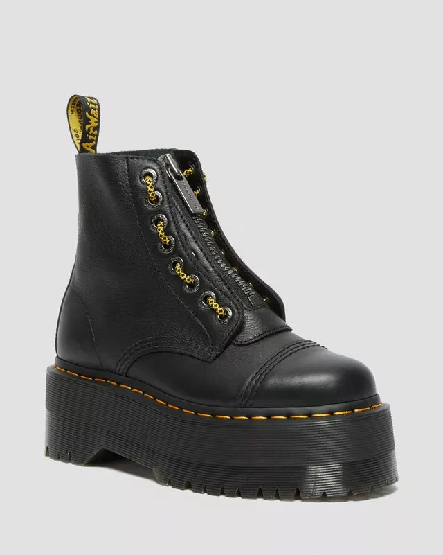Sinclair Max Pisa Leather Platform Boots Black