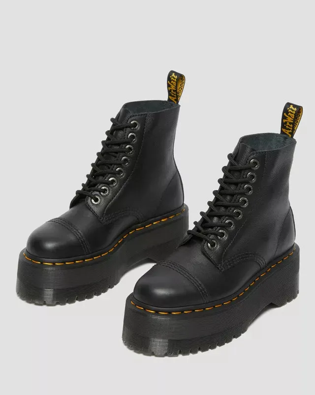 Sinclair Max Pisa Leather Platform Boots Black