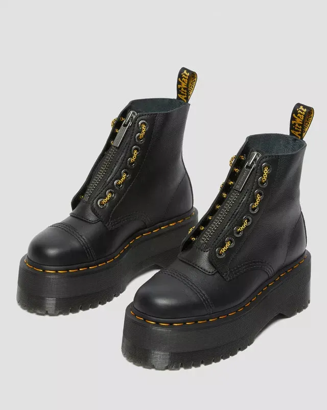 Sinclair Max Pisa Leather Platform Boots Black