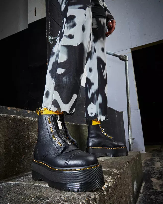 Sinclair Max Pisa Leather Platform Boots Black
