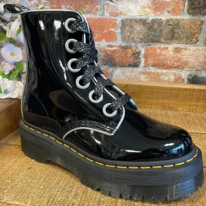SIZES 3* Dr Martens Molly Black Patent Leather Platform Boots