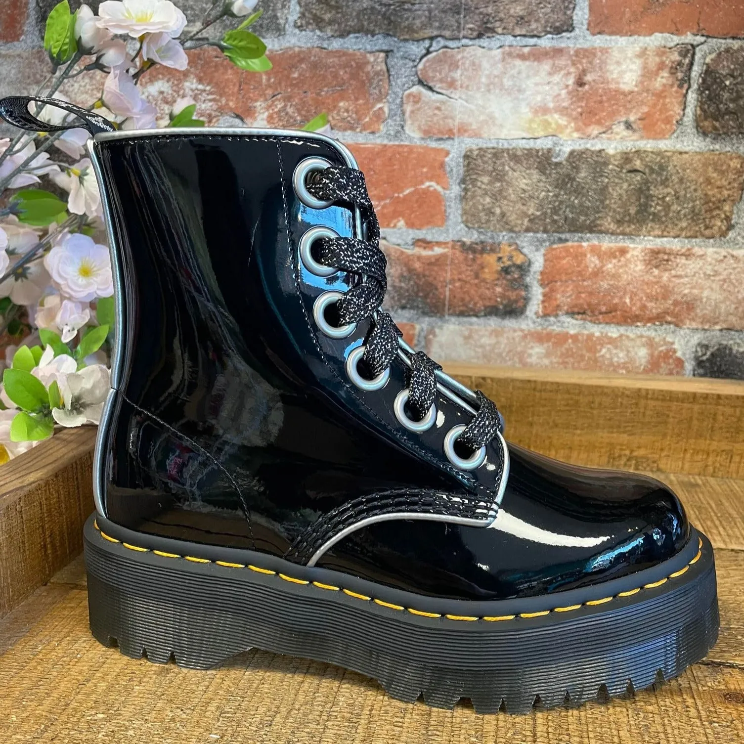 SIZES 3* Dr Martens Molly Black Patent Leather Platform Boots
