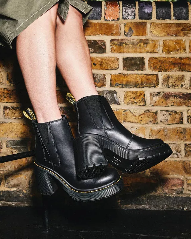 Spence Leather Flared Heel Chelsea Boots Black