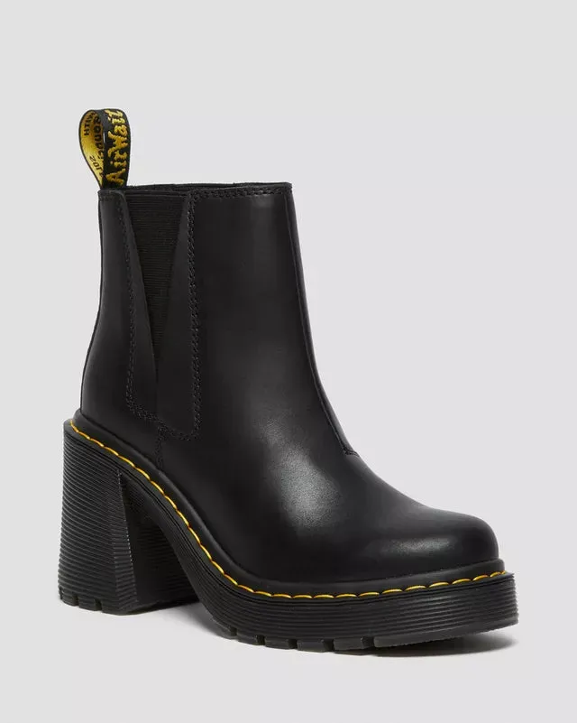 Spence Leather Flared Heel Chelsea Boots Black