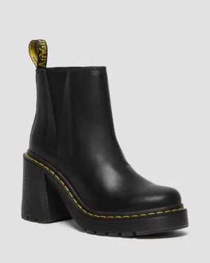Spence Leather Flared Heel Chelsea Boots Black