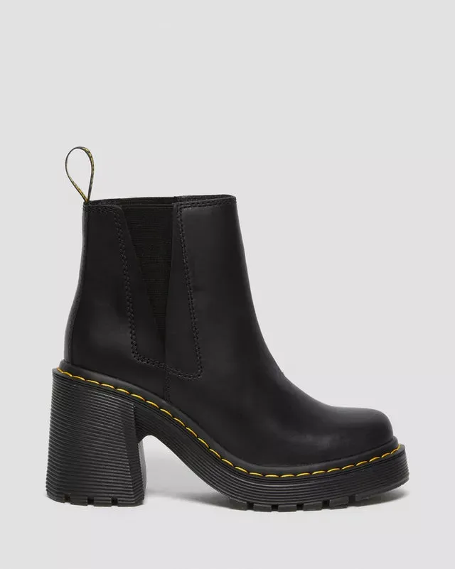 Spence Leather Flared Heel Chelsea Boots Black