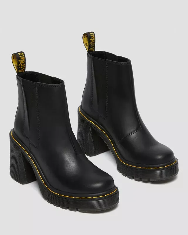 Spence Leather Flared Heel Chelsea Boots Black