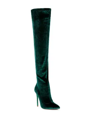 Stiletto Velvet Over The Knee Boots