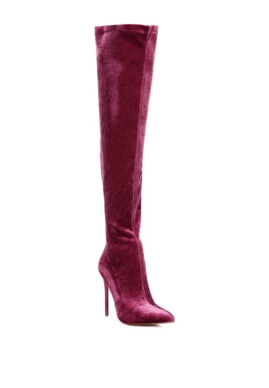 Stiletto Velvet Over The Knee Boots