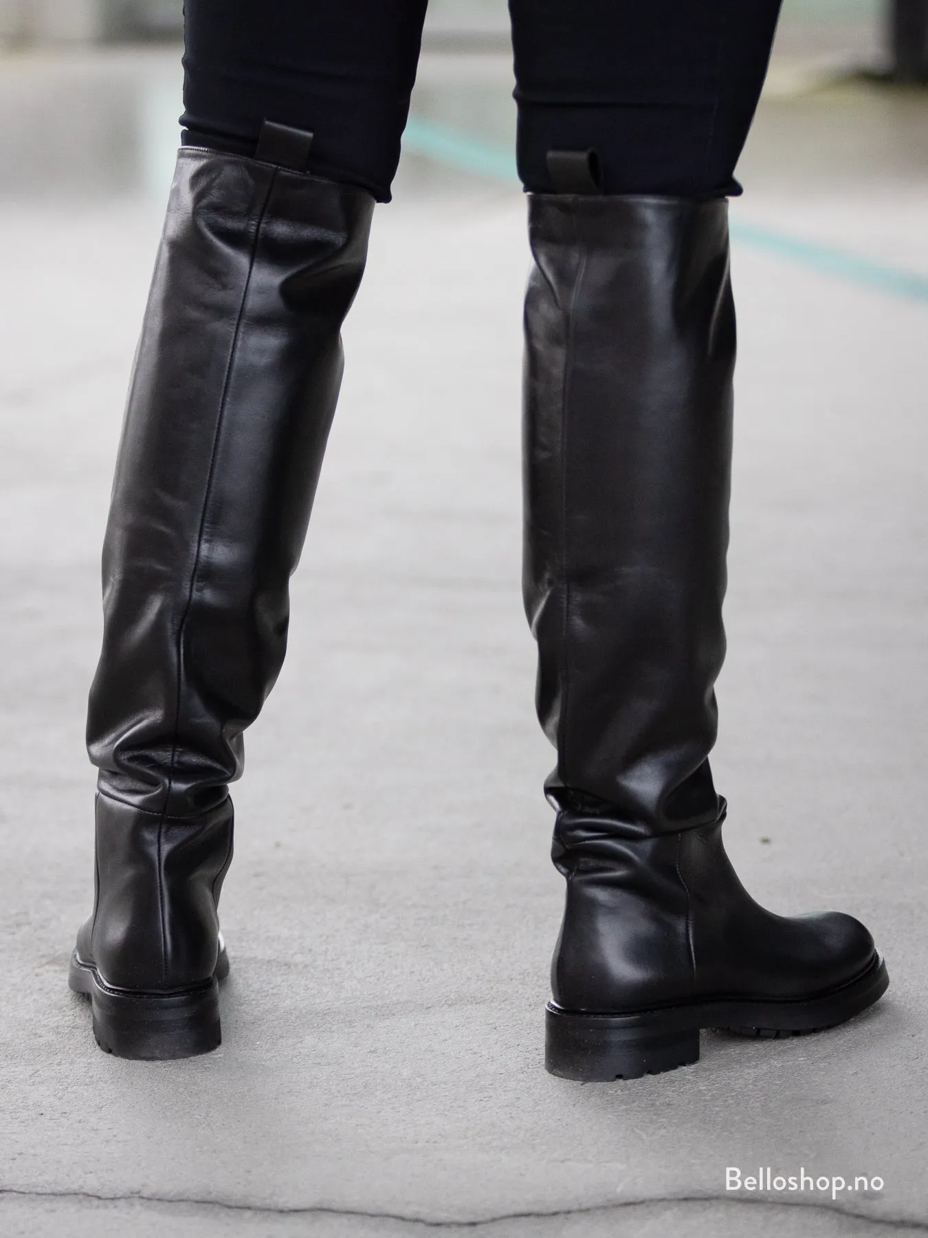 Strategia Sort knelang boots i glatt skinn