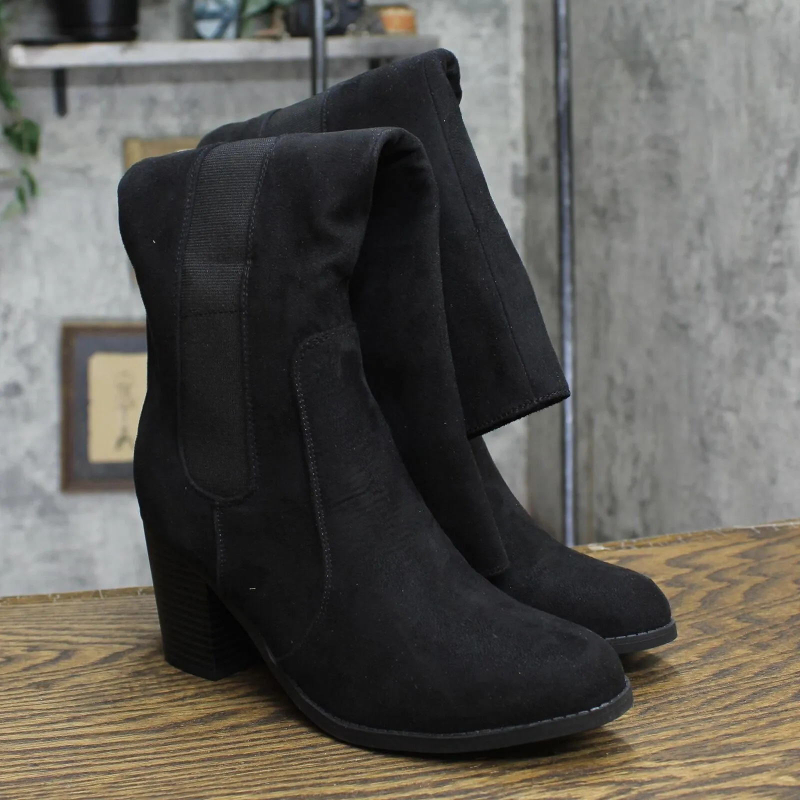 Sugar Womens Trendy Riding Boots Heeled Knee High Boot SGR-WILLETTA Black 8M